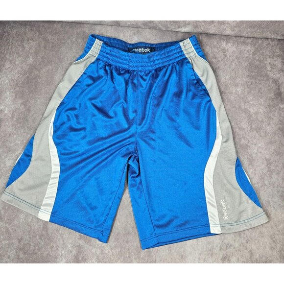Reebok Men Basketball Athletic Dri-Fit Sweat Shorts Blue Silver 10" Inseam L - Picture 2 of 11